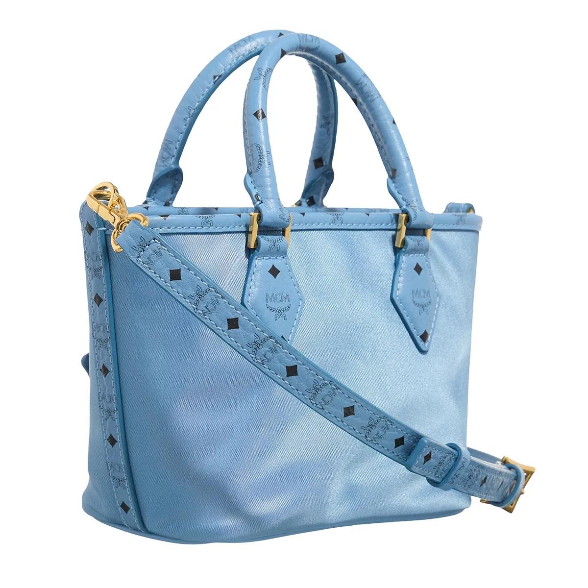 MCM Aren Shopper gemaakt van gerecycled nylon en leer met monogramprint Blue Dames
