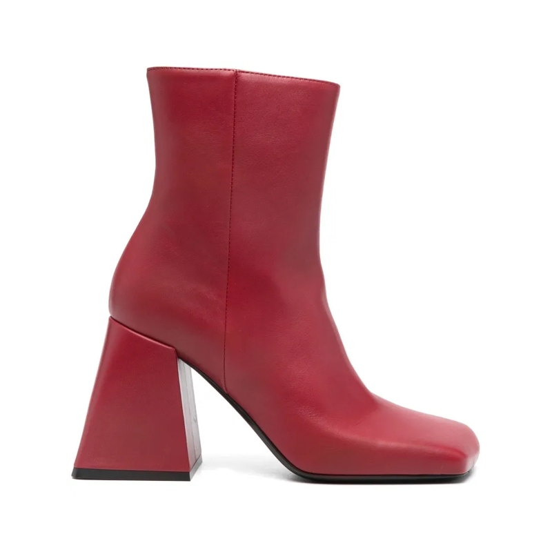 Vic Matié Bottes Red Ankle Boots With Mid Block Heel Red