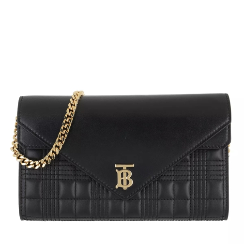 Burberry Hannah Long Wallet On Chain Leather Black Portafoglio a catena
