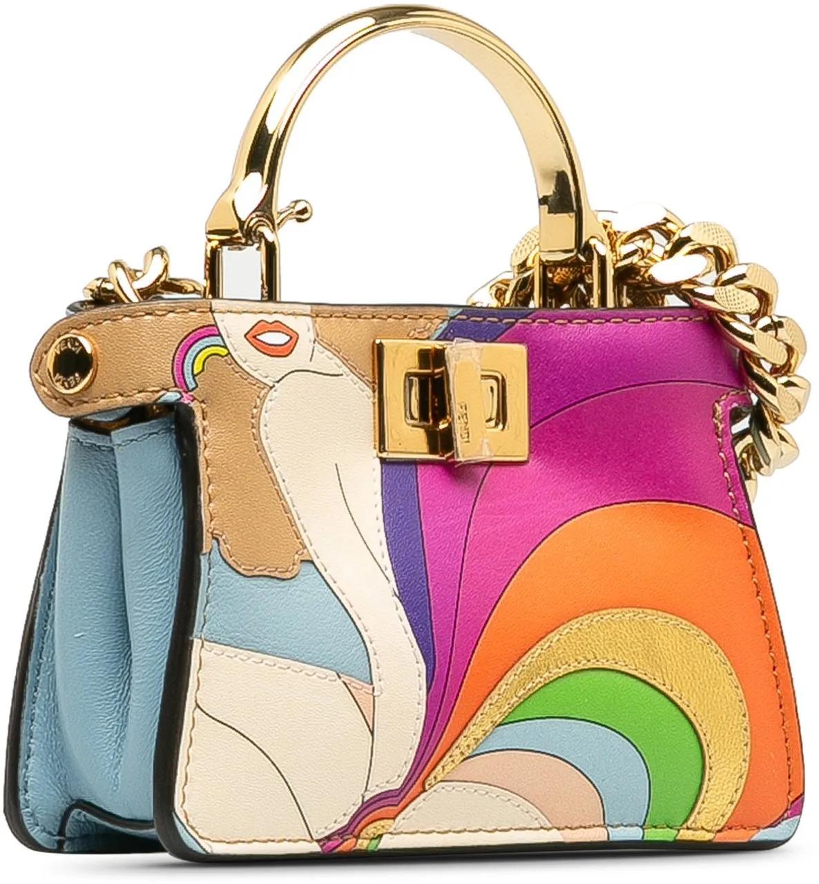 Thumbnail - Fendi Hobo Bags - 2015-2023 Nano Rainbow Inlay Peekaboo Satchel - Gr. unisize - in Blau - für Damen
