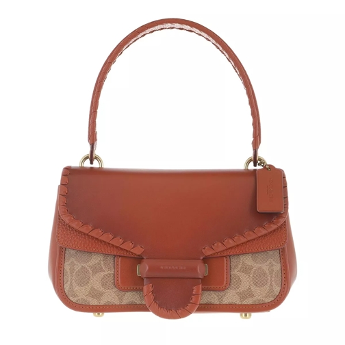 Coach Coated Canvas Signature With Whipstitch Flap Cody  Tan Rust Satchel