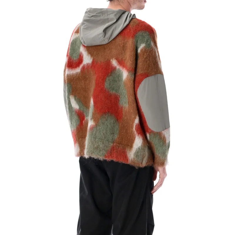 And Wander  Mix Shaggy Knit Hoodie In Wool-Mohair Blend Multicolor