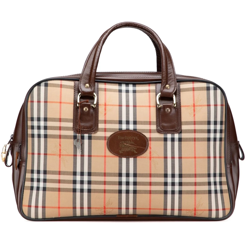 Burberry Sac week-end Haymarket Check Canvas Travel Bag braun