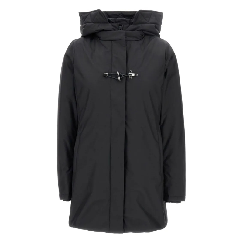 Fay  Hooded Black Jacket With Quilted Detailing And Tog Black