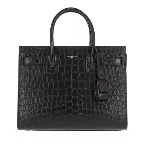 Saint Laurent Sac de Jour Handbag Crocodile Leather Black Rymlig shoppingväska