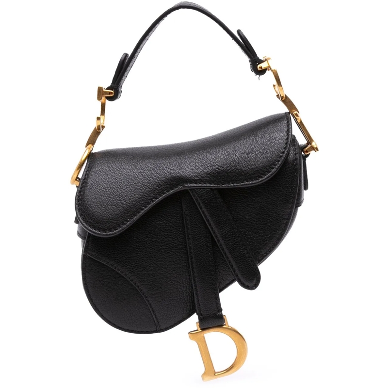 Christian Dior Schultertasche Micro Goatskin Saddle schwarz