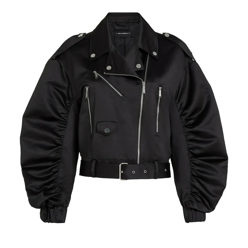 Karl Lagerfeld Blouson Bomberjacke aus Satin schwarz