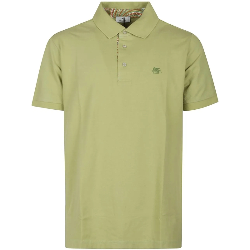Etro  Roma Short Sleeve Printed Details Polo Shirt Green grün