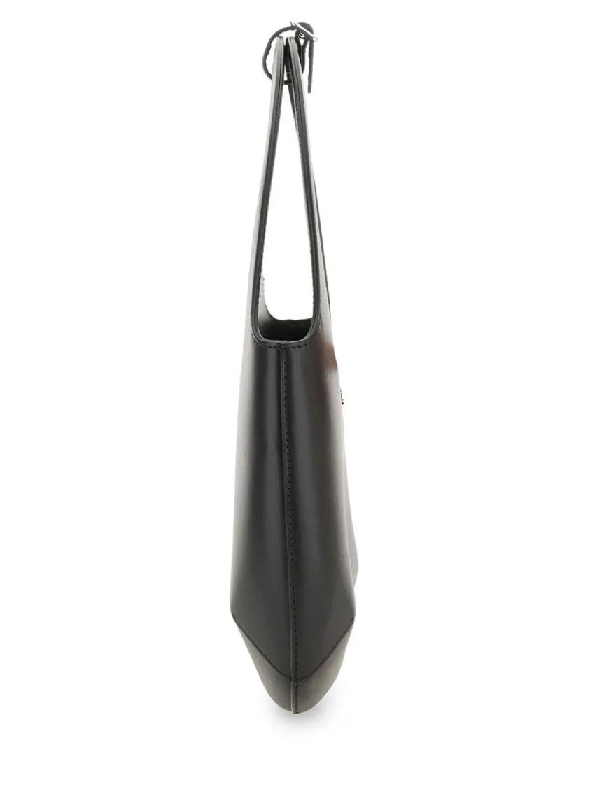 Courrèges Crossbody bags Minimalist Black Leather Handbag With Rounded Top in zwart