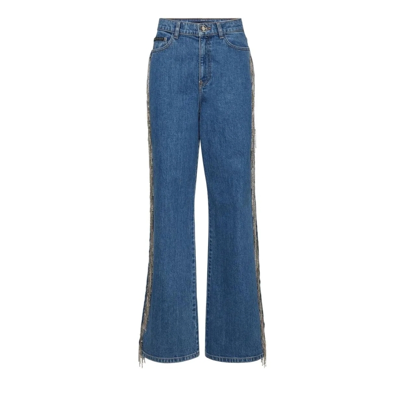 Philipp Plein Jeans Skater-Passform Mit Schmucksteinen grau