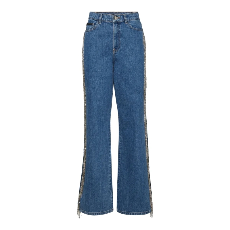 Philipp Plein Jeans Skater-Passform Mit Schmucksteinen grau