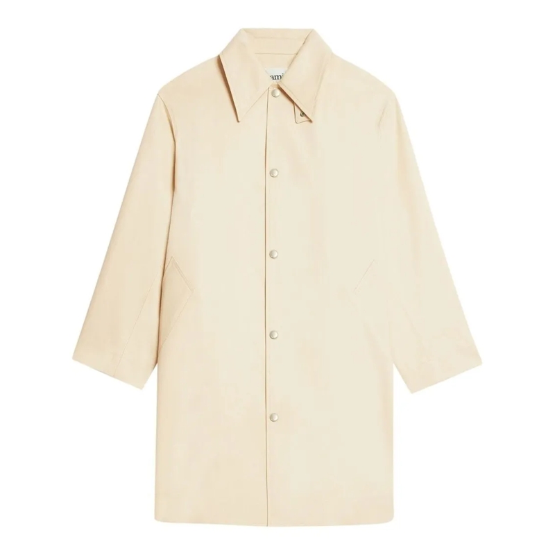 AMI Paris Bontjassen Beige Cotton Mid-Length Coat Yellow