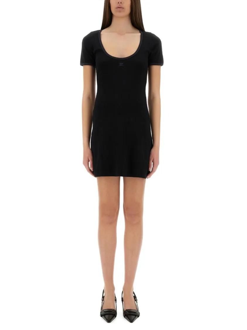 Thumbnail - Courrèges - "Holistic Contrast" Mini Dress - Größe S - schwarz