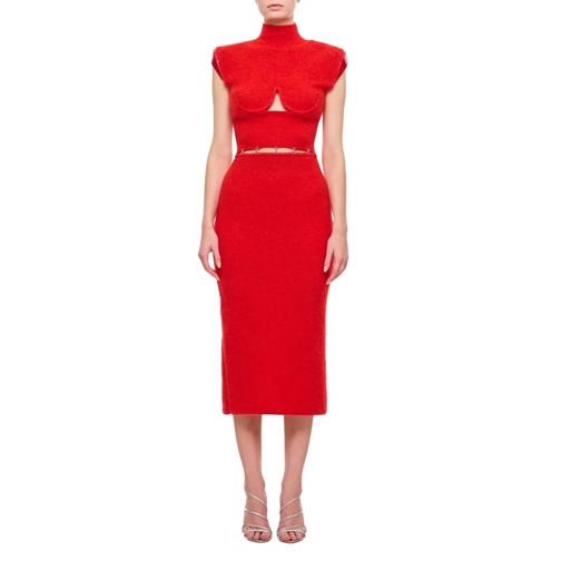 Sportmax Robes midi Albino Cut-Out Mohair Dress Red