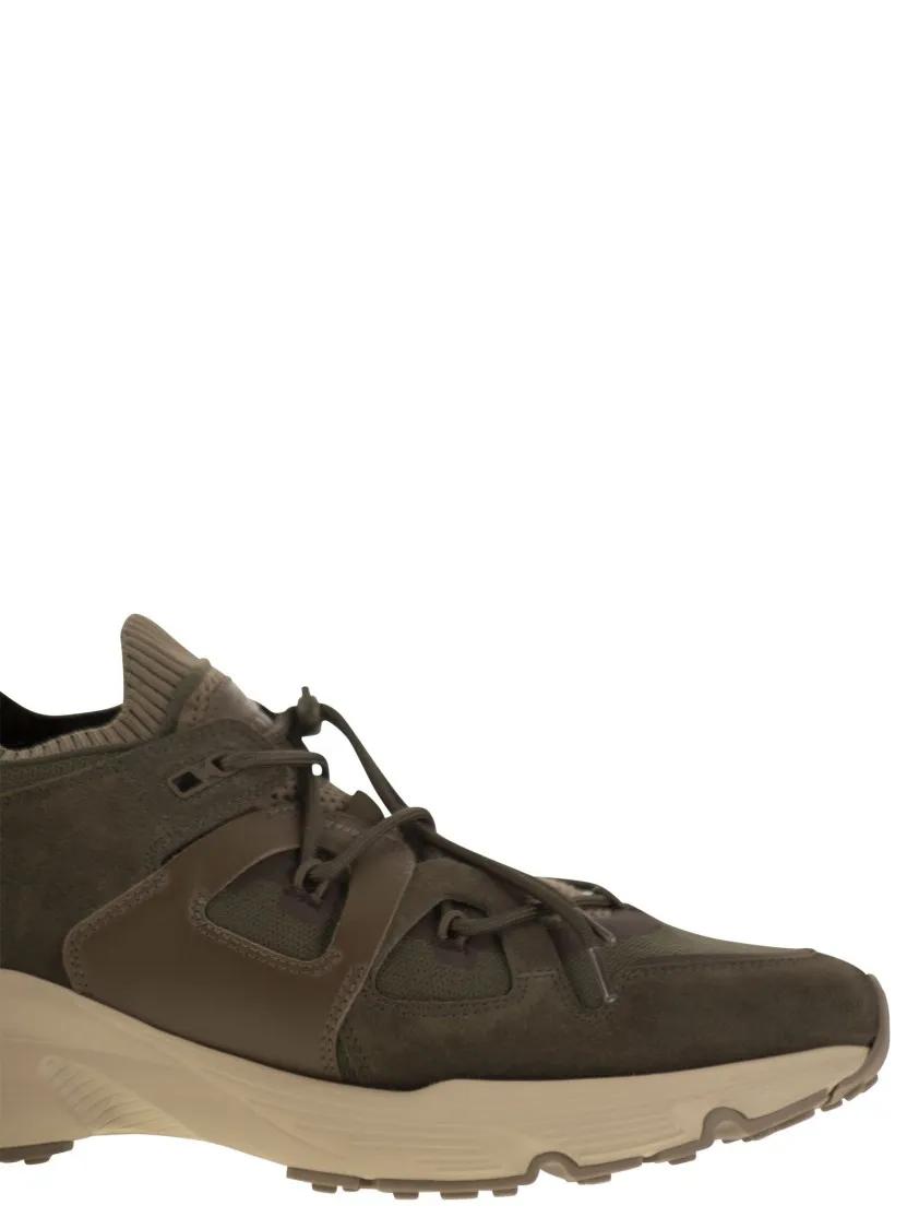 Thumbnail - Tod's Low-Top Sneaker - Leather And Technical Fabric Sneakers - Gr. 11 - in Beige - für Damen