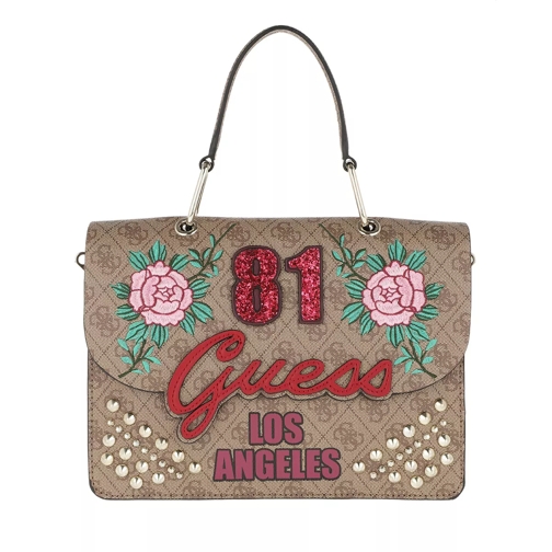 Guess In Love Top Handle Flap Brown Borsa a tracolla