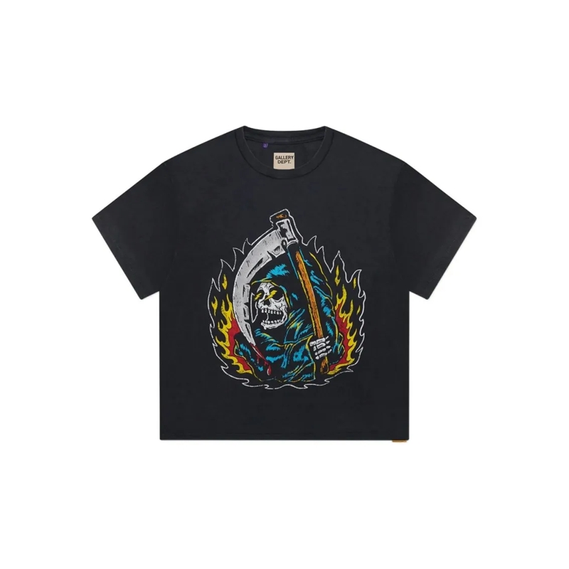 Gallery Dept. T-Shirt Distressed Graphic Print T-Shirt Black