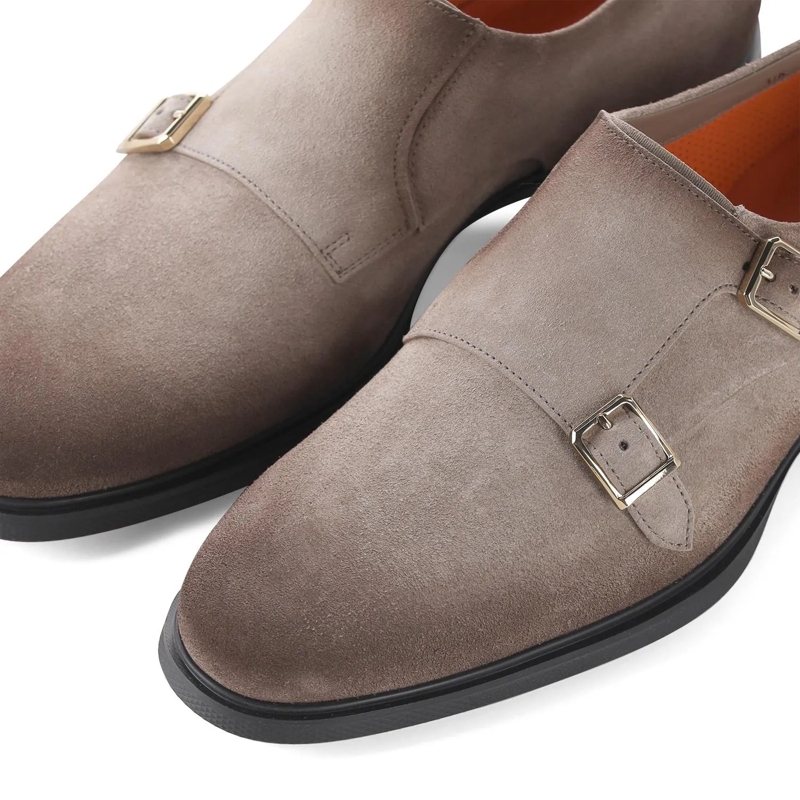 Santoni Schnürschuhe Doppel-Monkstraps aus Veloursleder braun(Image 3)