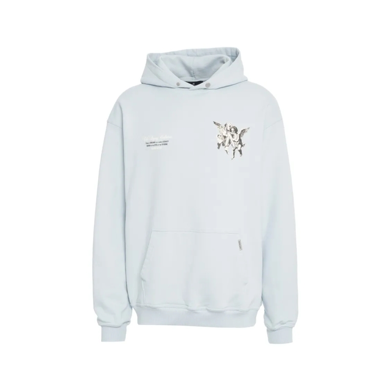 Represent  Buttoned Hooded Hoodie With Cherub Prints White