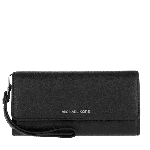 MICHAEL Michael Kors Mercer Large Wristlet Carryall Leather Silver Black Handväska med väskrem