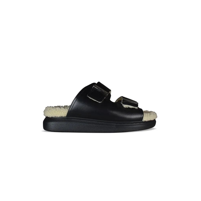 Alexander McQueen Ballerinas Shearling-Lined Slides Black