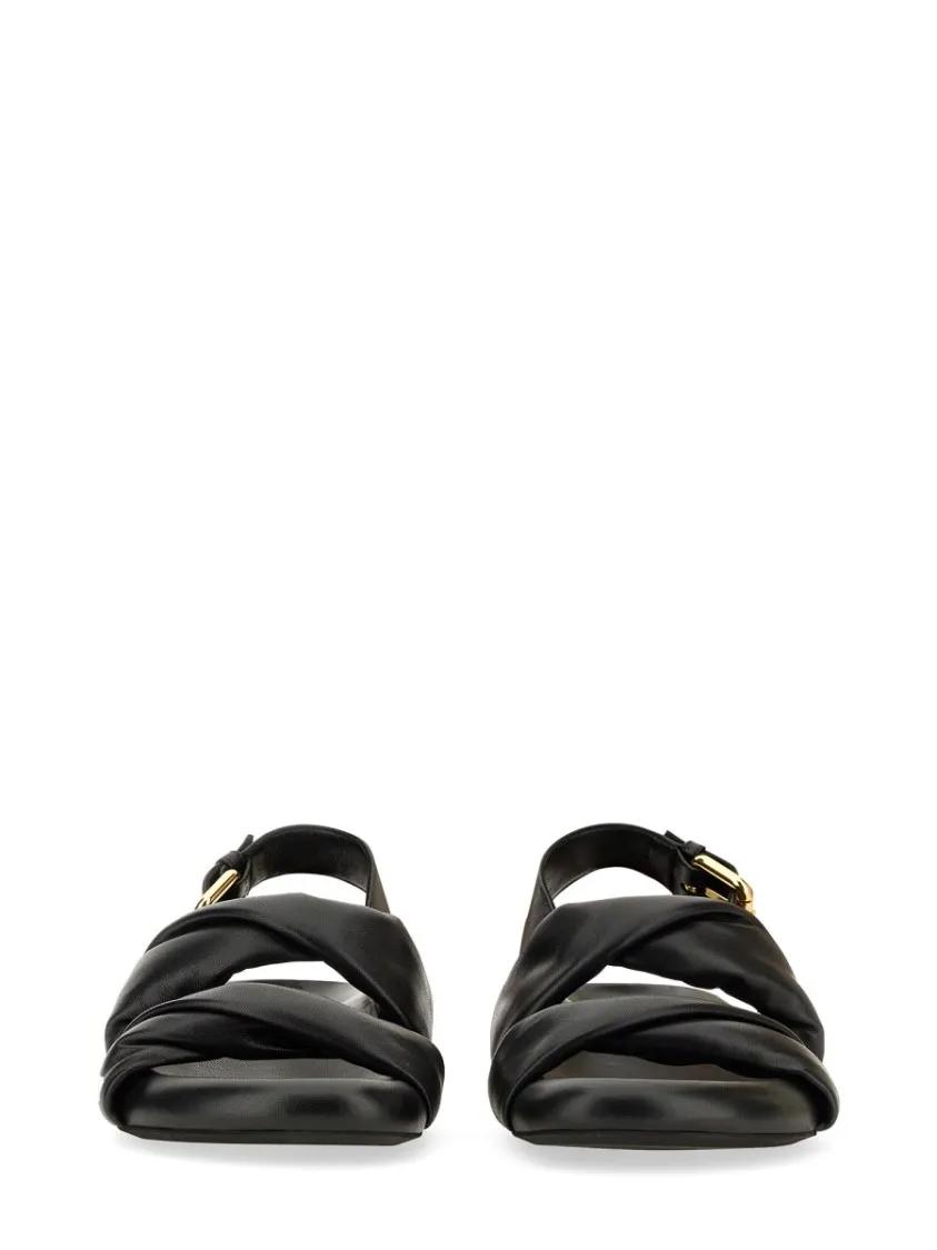 Thumbnail - Marni Sandalen - Black Leather Sandals With Knotted Upper - Gr. 37 (EU) - in Schwarz - für Damen