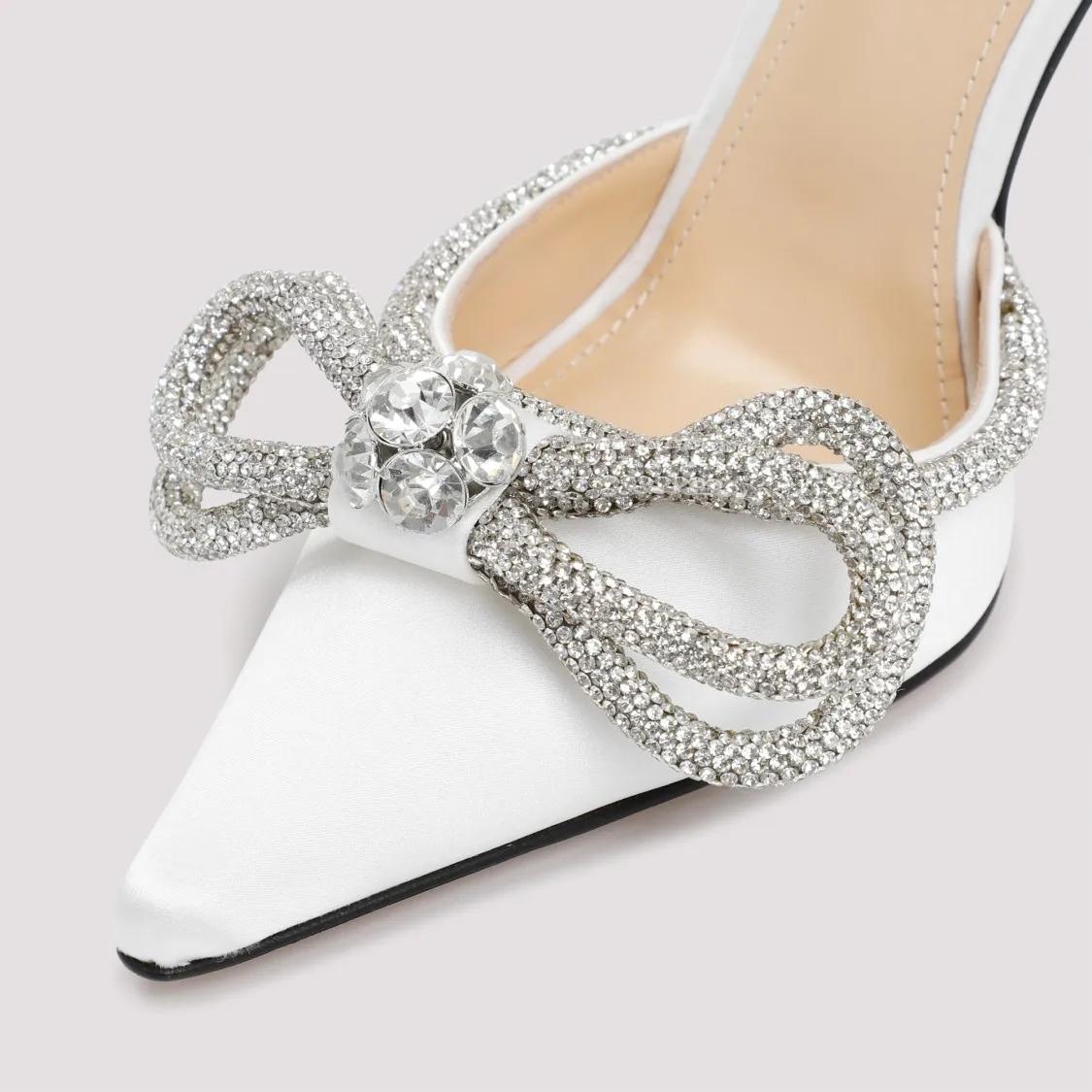 Mach Mach White Silk Double Bow High Heels White Pump