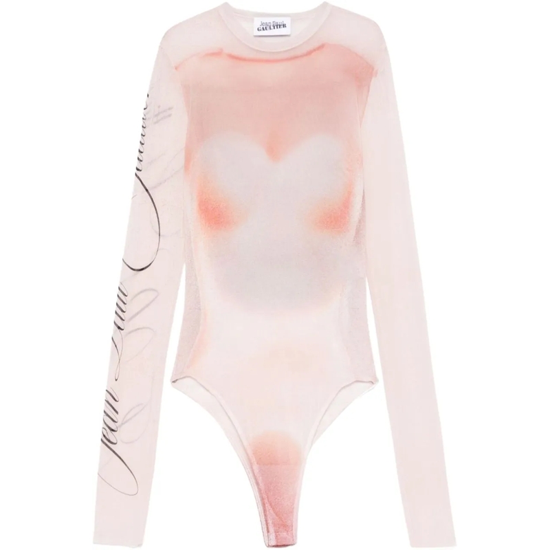 Jean Paul Gaultier T-Shirt Mesh Long Sleeves Body Printed Le Classique Palepi mehrfarbig