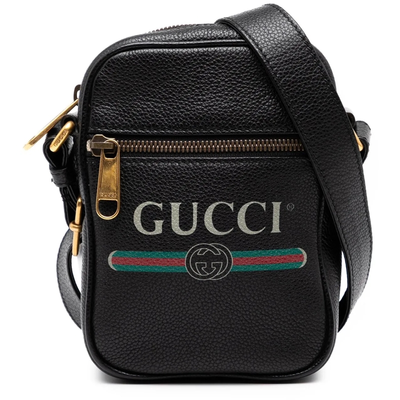 Gucci Sac à bandoulière Mini Grained Calfskin Logo Crossbody schwarz