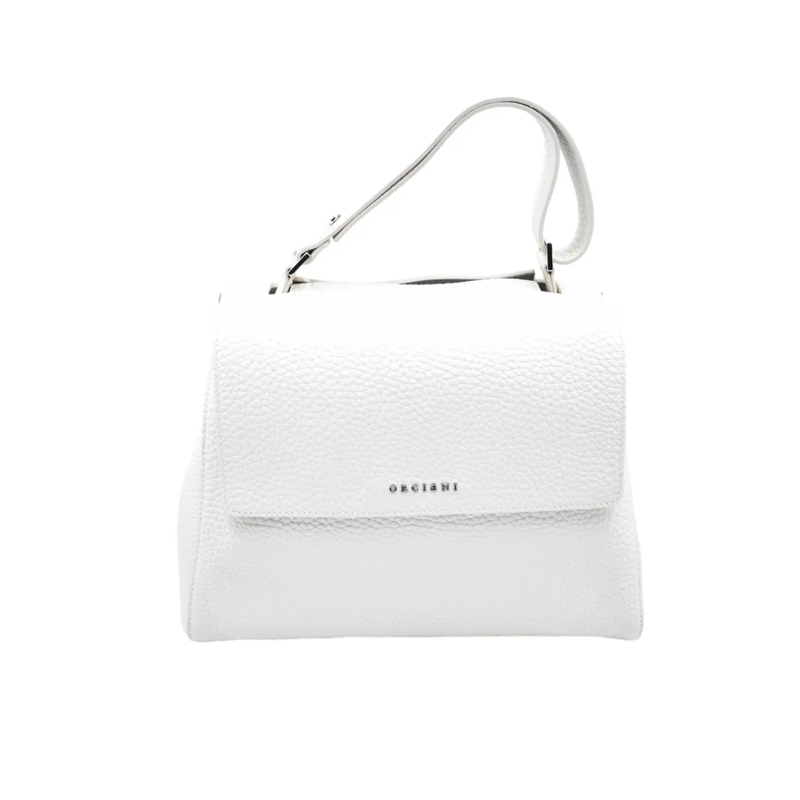 Orciani Schultertasche Medium-Sized Hammered Leather Handbag White