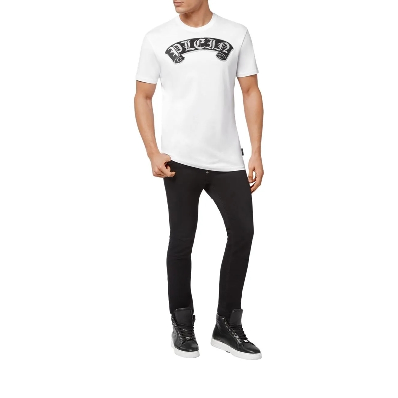 Philipp Plein T-Shirt T-Shirt Gothic Plein Mit Schmucksteinen weiss(Image 3)