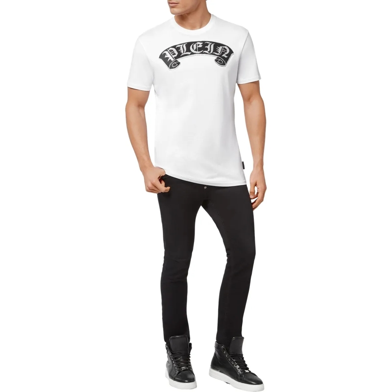 Philipp Plein T-Shirt T-Shirt Gothic Plein Mit Schmucksteinen weiss(Image 6)
