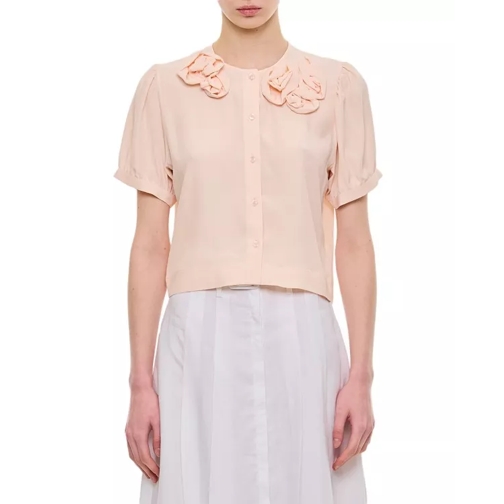 Simone Rocha Short Sleeve Top With Clustered Rose Neutrals 