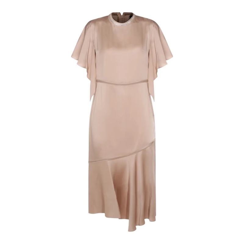 Fabiana Filippi Midi-jurk Beige Midi Dress With Asymmetrical Hem Neutrals