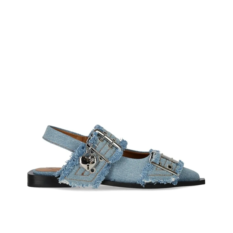 GANNI Ballerinas GANNI FADED DENIM SLINGBACK BALLET FLAT SHOE WITH  mehrfarbig