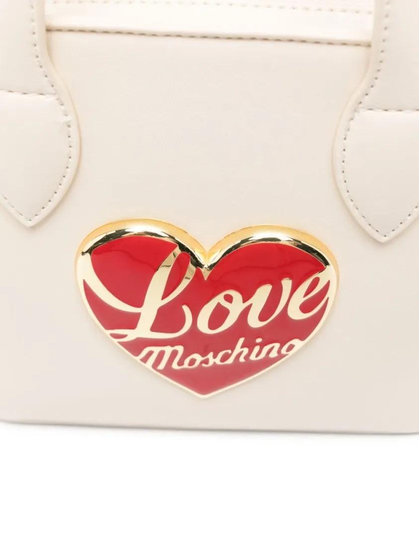 Thumbnail - Love Moschino Shopper & Totes - Structured Avorio Handbag With Heart Emblem - Gr. unisize - in Beige - für Damen