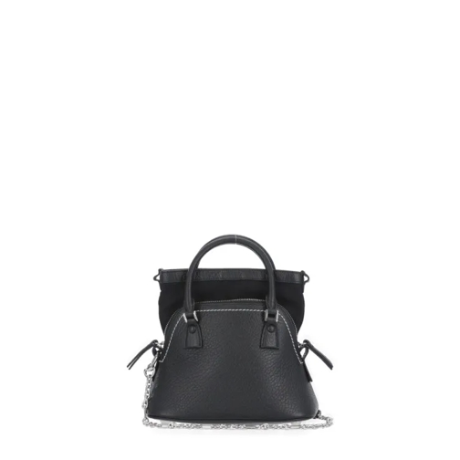 Maison Margiela Black Pebbled Leather Shoulder Bag And Black Schultertasche