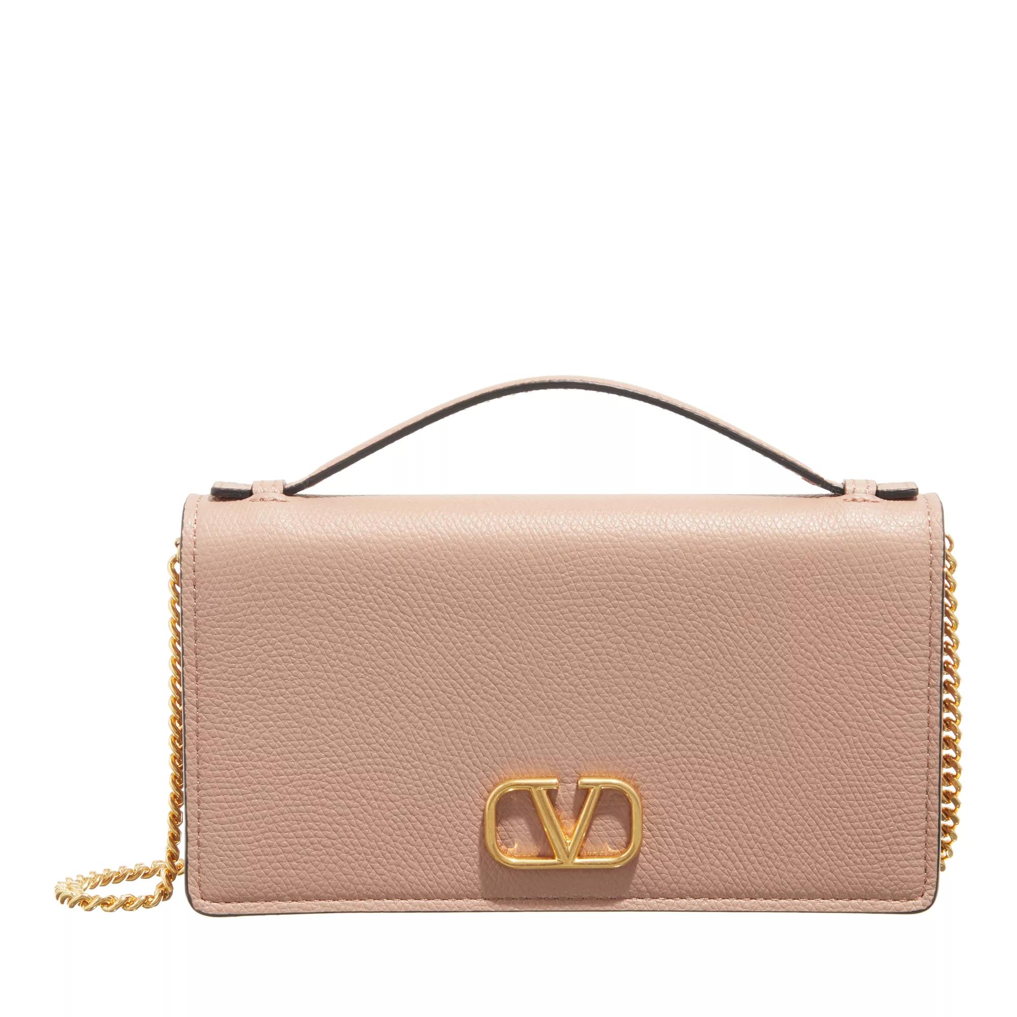 Valentino Garavani Portemonnaie - Wallet On Chain Vlogo Signature - Gr. unisize - in Beige - für Damen