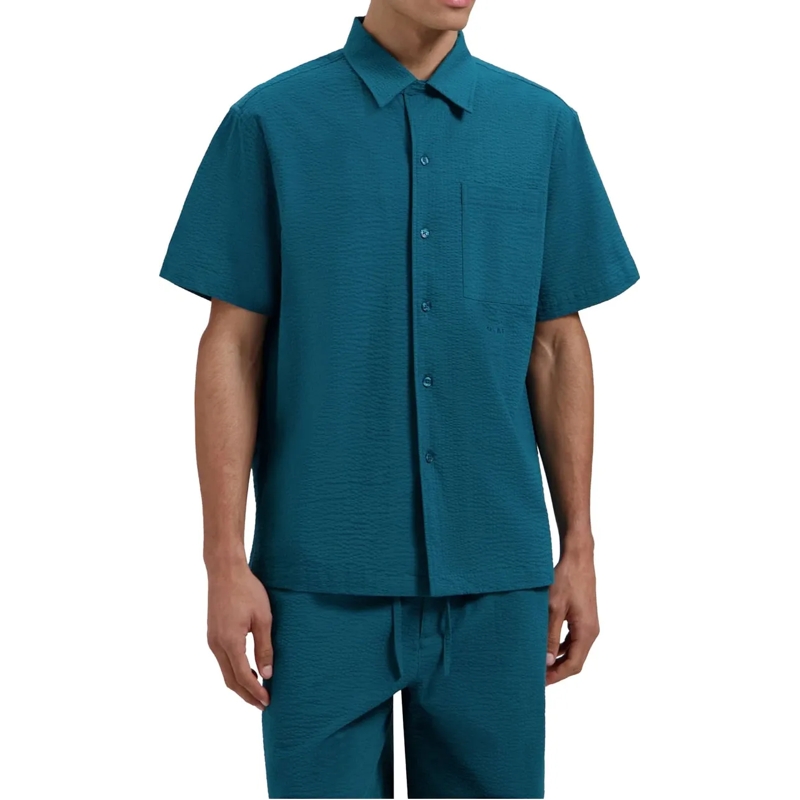 ØLÅF Legeres Oberteil Olaf Seersucker Camp Shirts Korte Mouw Overhemden  grün(Image 3)