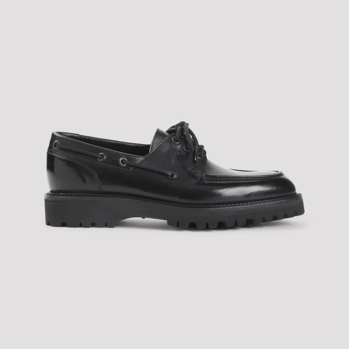 Thumbnail - High-Gloss Black Calf Leather Lace-Up Derbies - Gr. 8 - in Schwarz