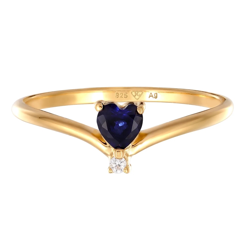 Elli Ring Ring Herz Saphir Lab Grown Diamond Weiß (0.008 ct) gold(Image 2)