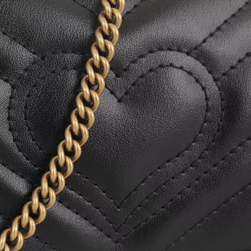 Gucci Crossbody Bag GG Matelassé Marmont Mini Crossbody Bag Leather Black/Gold(Image 4)