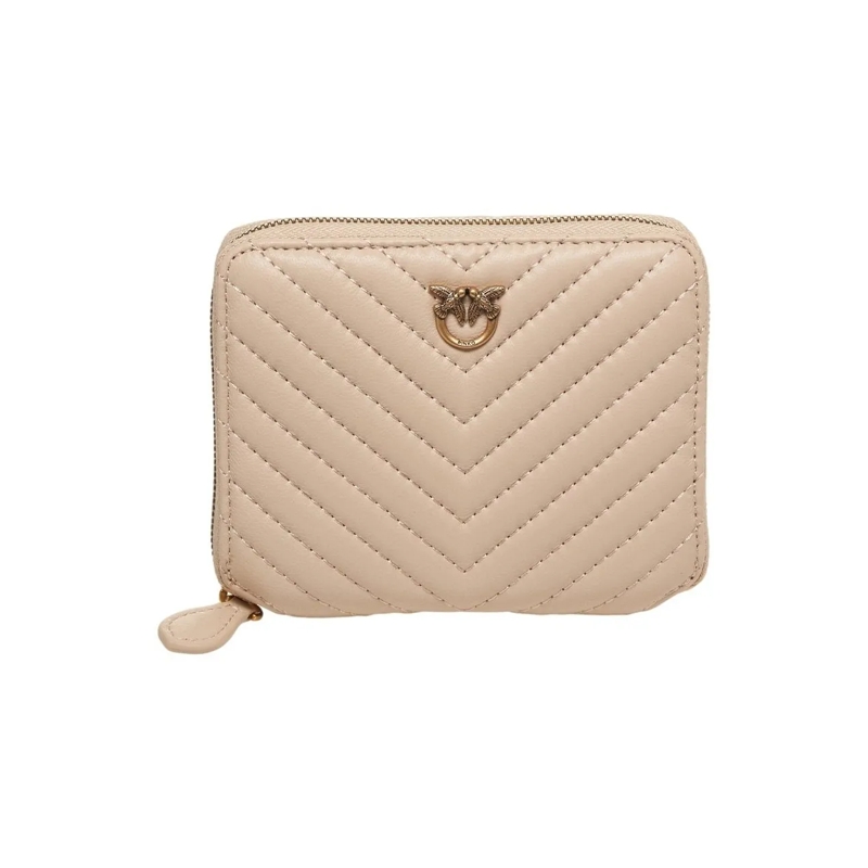 Pinko Geldbörse Quilted Leather Wallet Neutrals