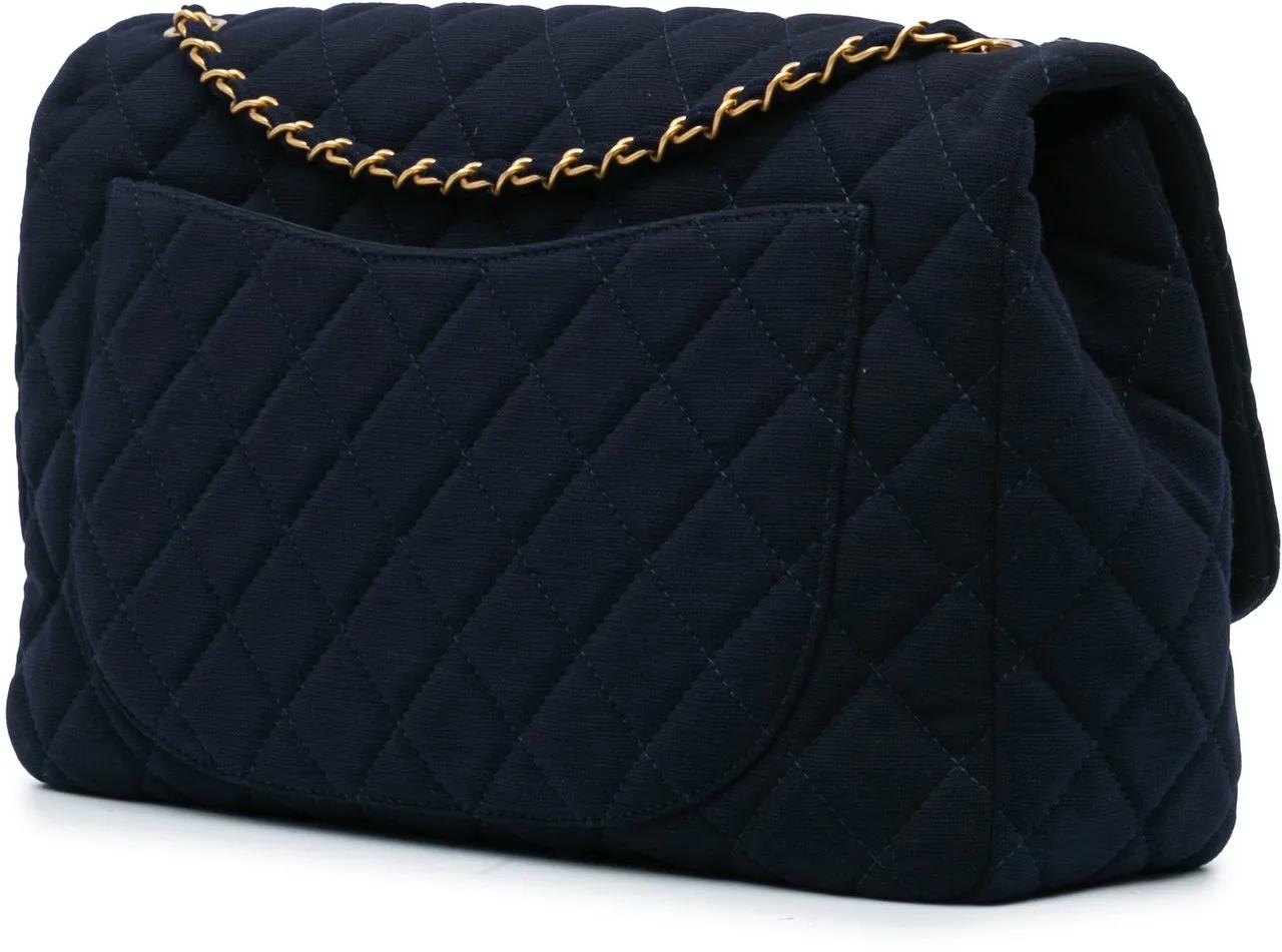 Chanel Hobo bags 2021-2023 XL Classic Jersey Single Flap in blauw