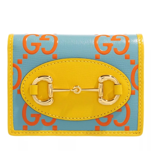 Gucci Horsbit 1955 Card Case Wallet Orange/Blue Kartenhalter