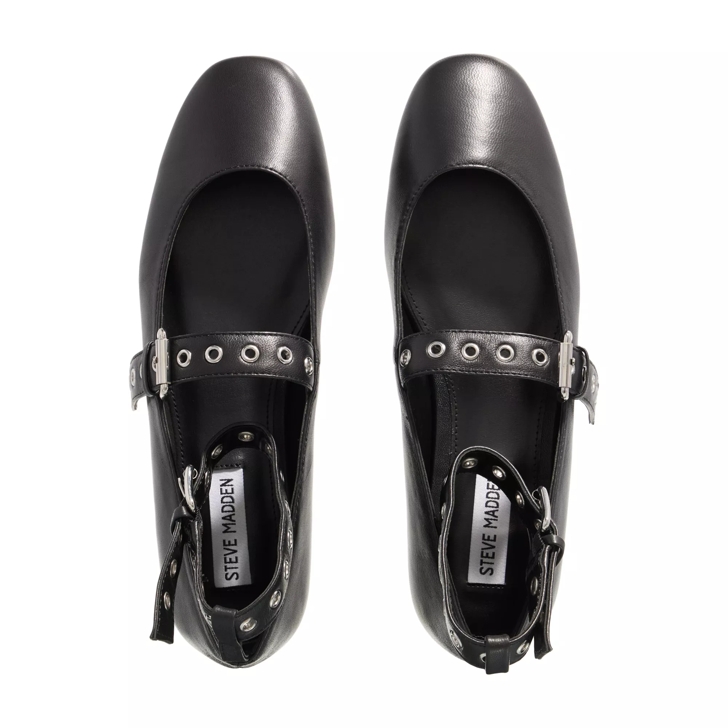 Steve Madden Macbeth Black Leather Ballerina Slipper