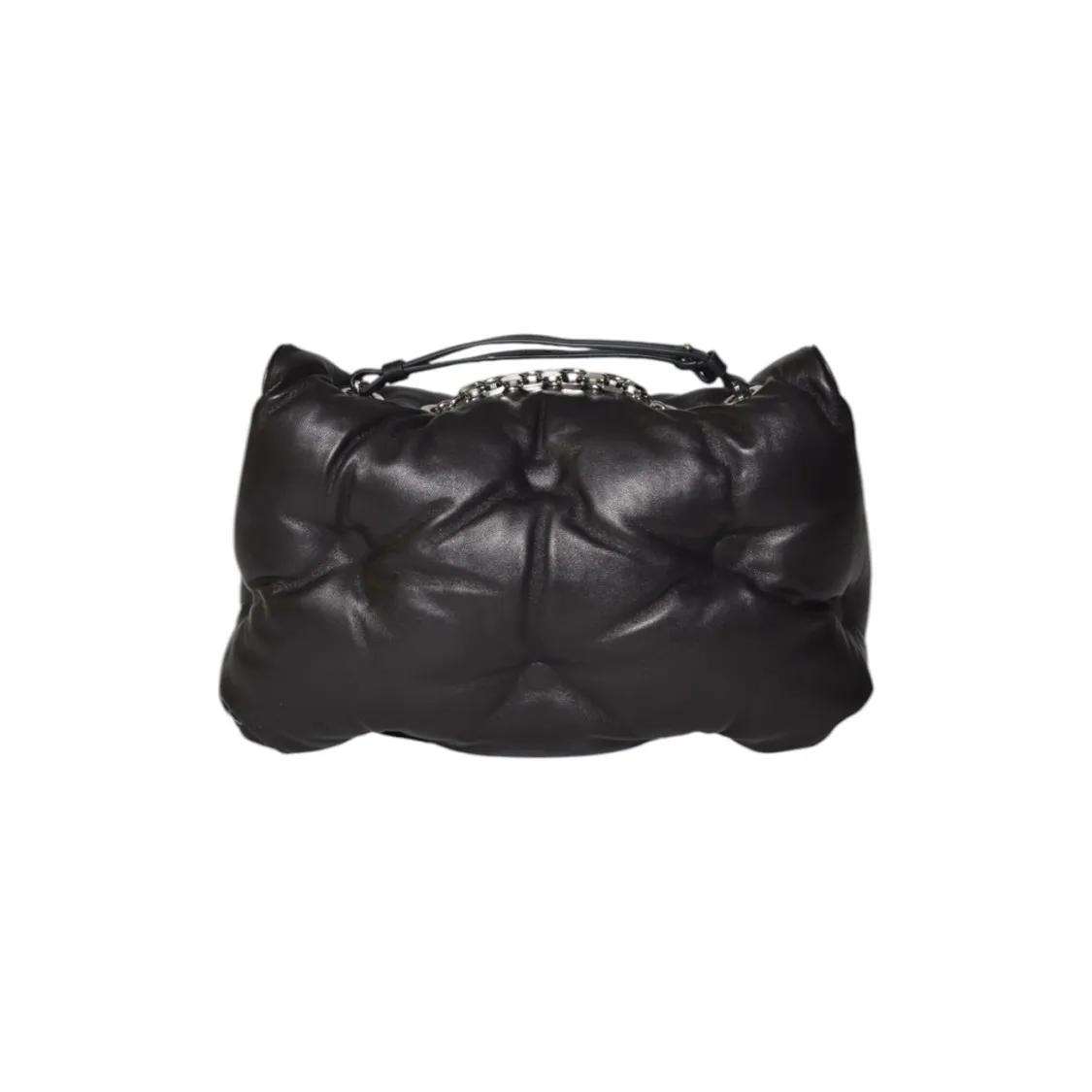 Maison Margiela Hobo bags Glam Slam Flap Medium Black Leather in zwart