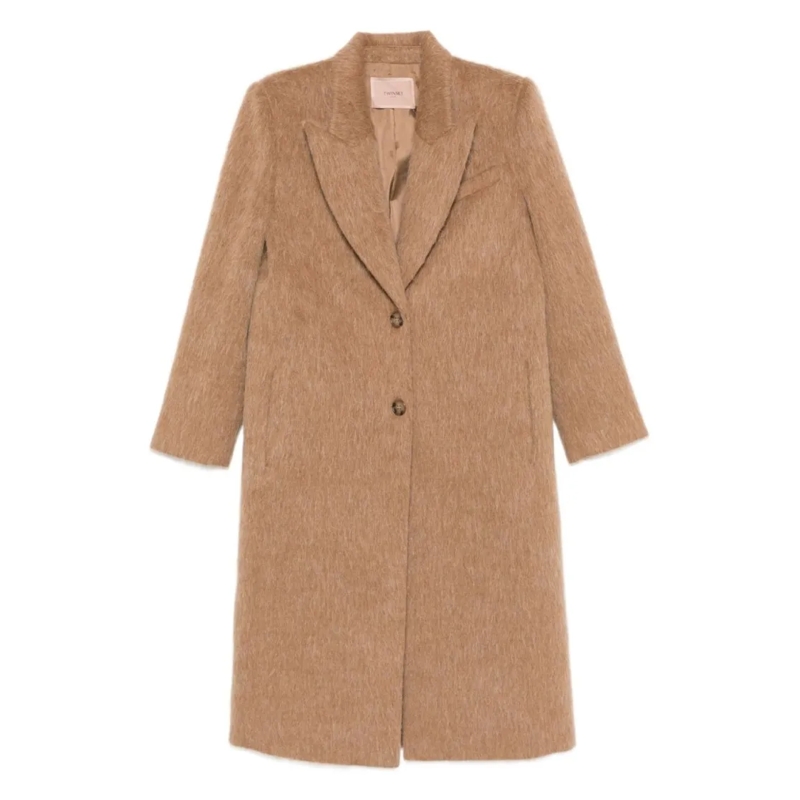 Twin-Set Manteaux de tanche Tailored Camel Coat With Notched Lapel Neutrals