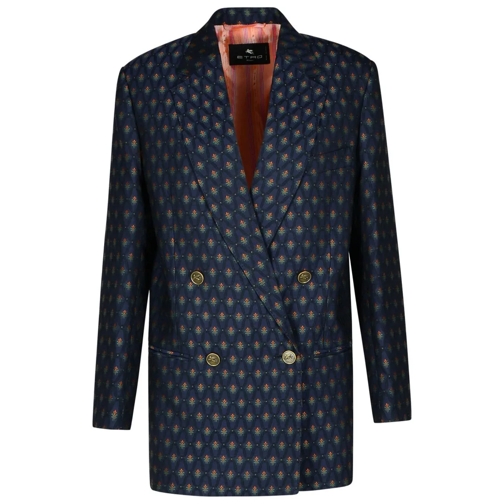 Etro Blue Wool Blend Blazer Blue Blazer