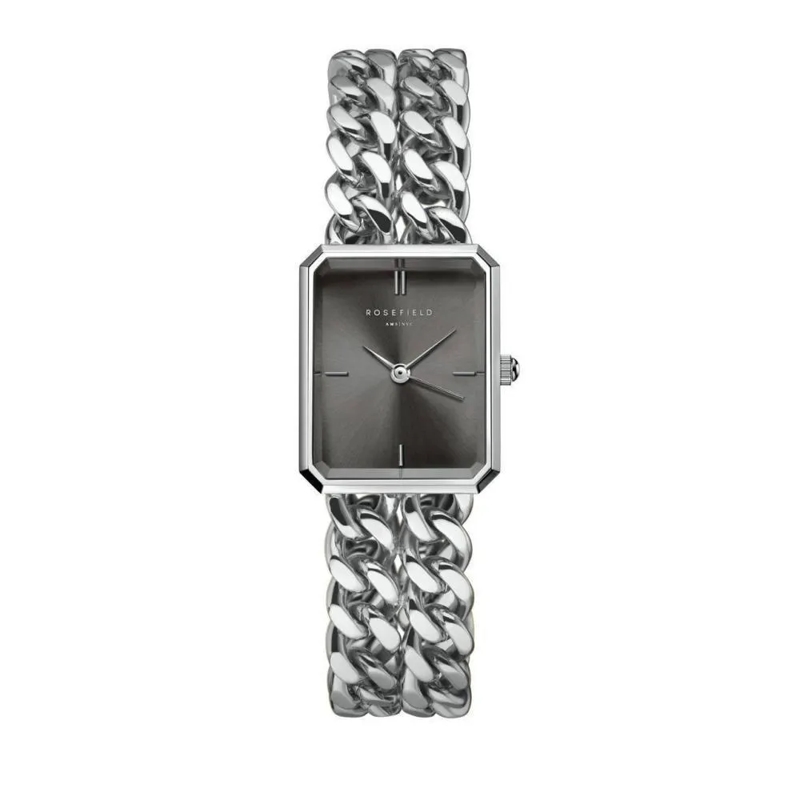 Rosefield Quarzuhr Damenuhr Octagon XS Studio Kettenoptik graphite